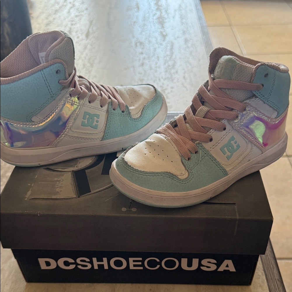 DC Green and Pink High-Top Sneakers